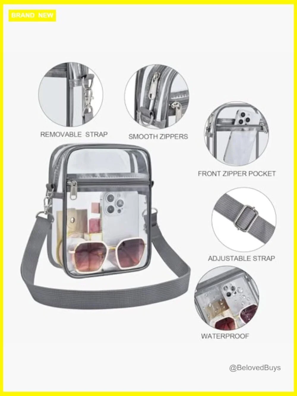 Clear Messenger Crossbody Bag Stadium Approved PVC Travel